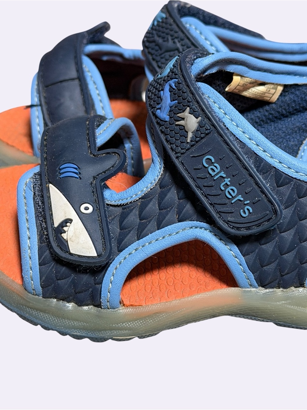 Carter's Navy and Orange Shark Play Sandals toddler Size 6